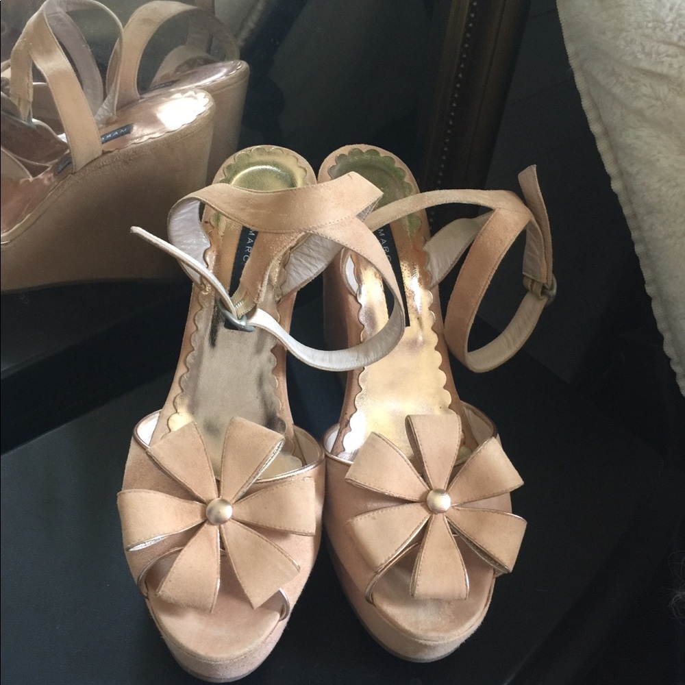 Marc Jacobs Suede Daisy Platform Wedges